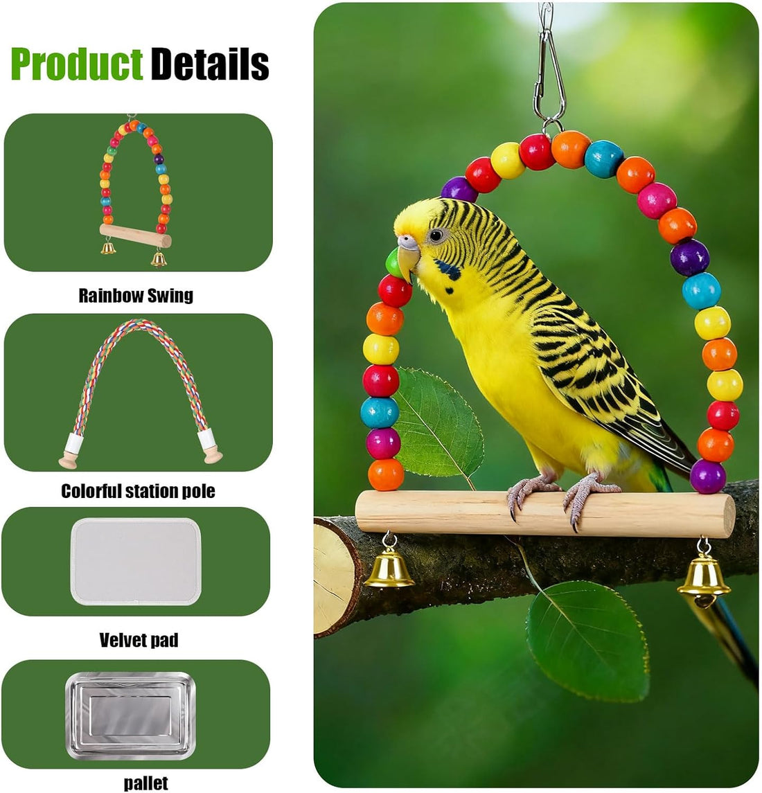 Portable Parrot Travel Cage Carrier with Small Swing Toy&Cage