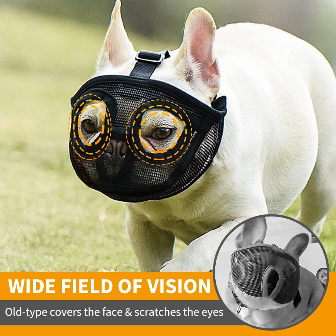BARKLESS Short Snout Muzzle for French Bulldog, Shih Tzu