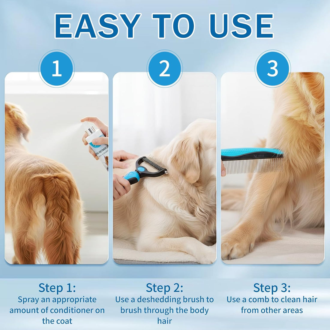 Pjordo Dog Detangler Spray, Natural Dog Leave in Conditioner Spray