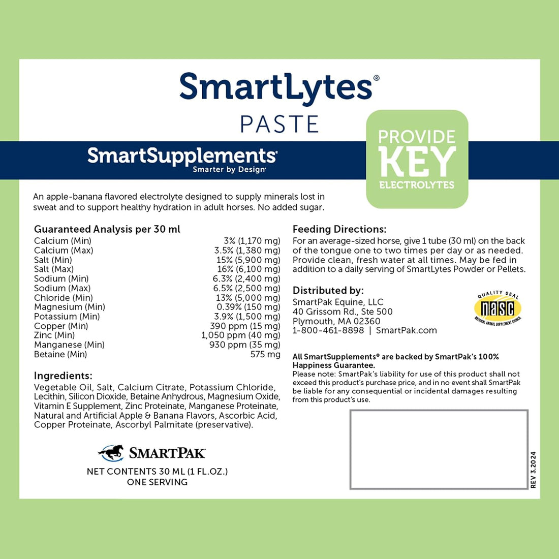 SmartEquine SmartLytes Paste Horse Electrolyte Paste, Pack of 6 Tubes