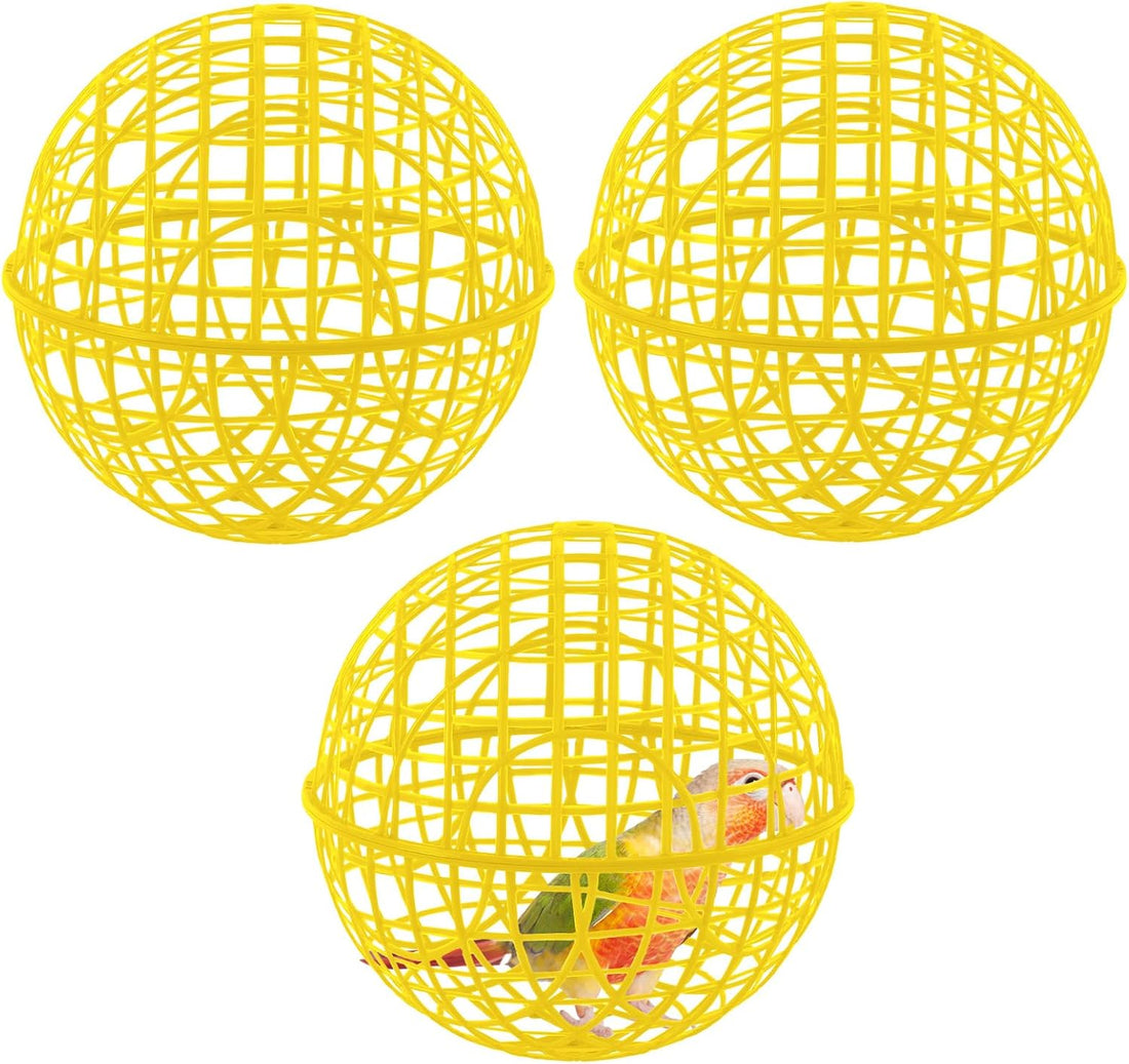 AceOrbit 3 Pack 18.9 Inch Yellow Plastic Chicken Ball Cages for Small