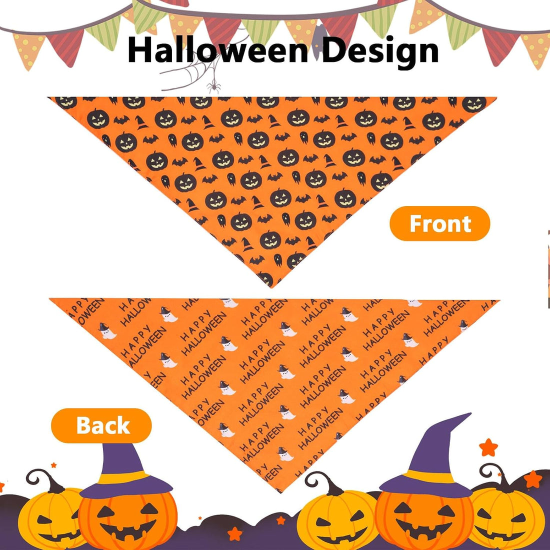 Halloween Dog Bandanas XLarge 2PCS, Fall Bibs for Boy and Girl