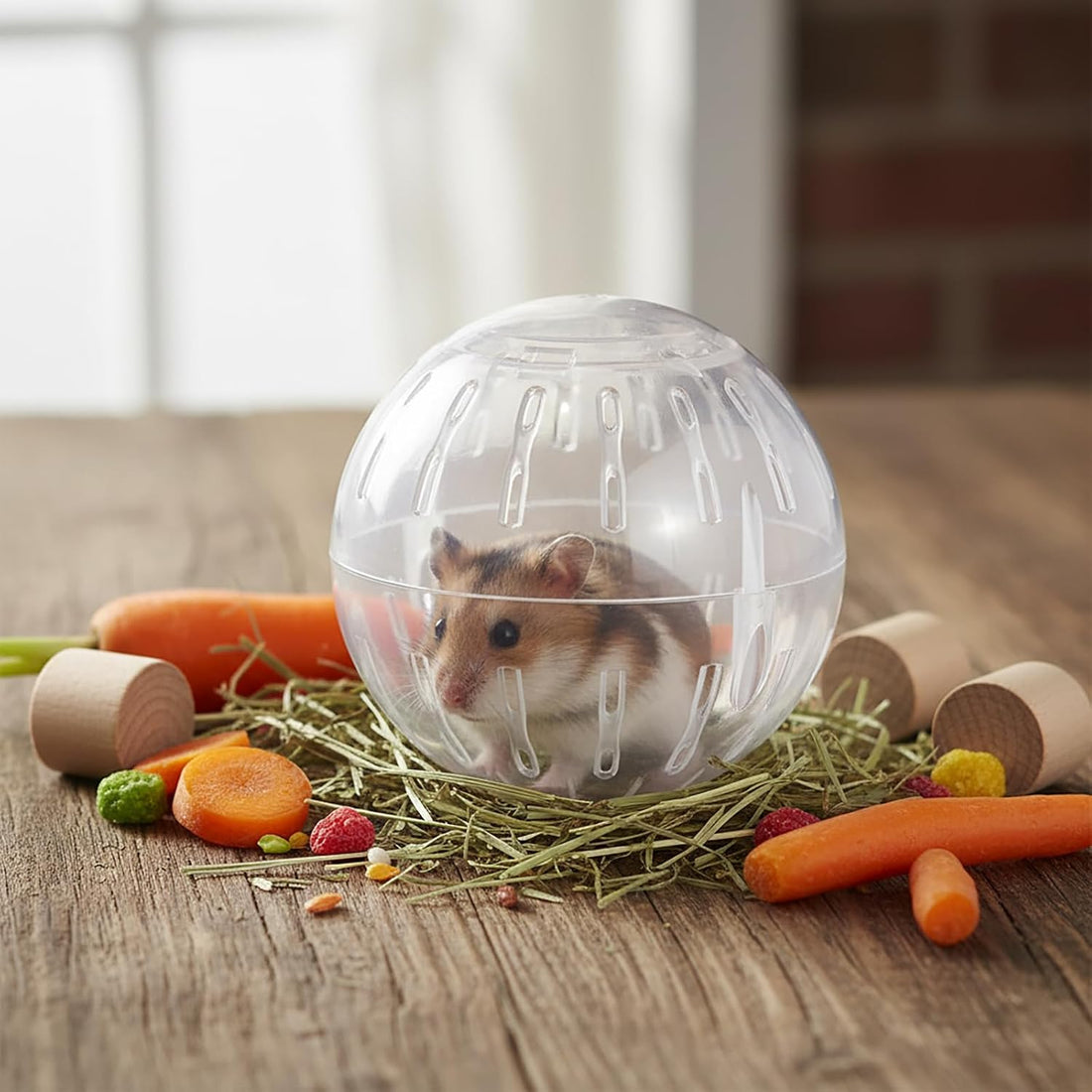 White-Transparent Plastic Silent Dwarf Hamster Ball, 1Pc