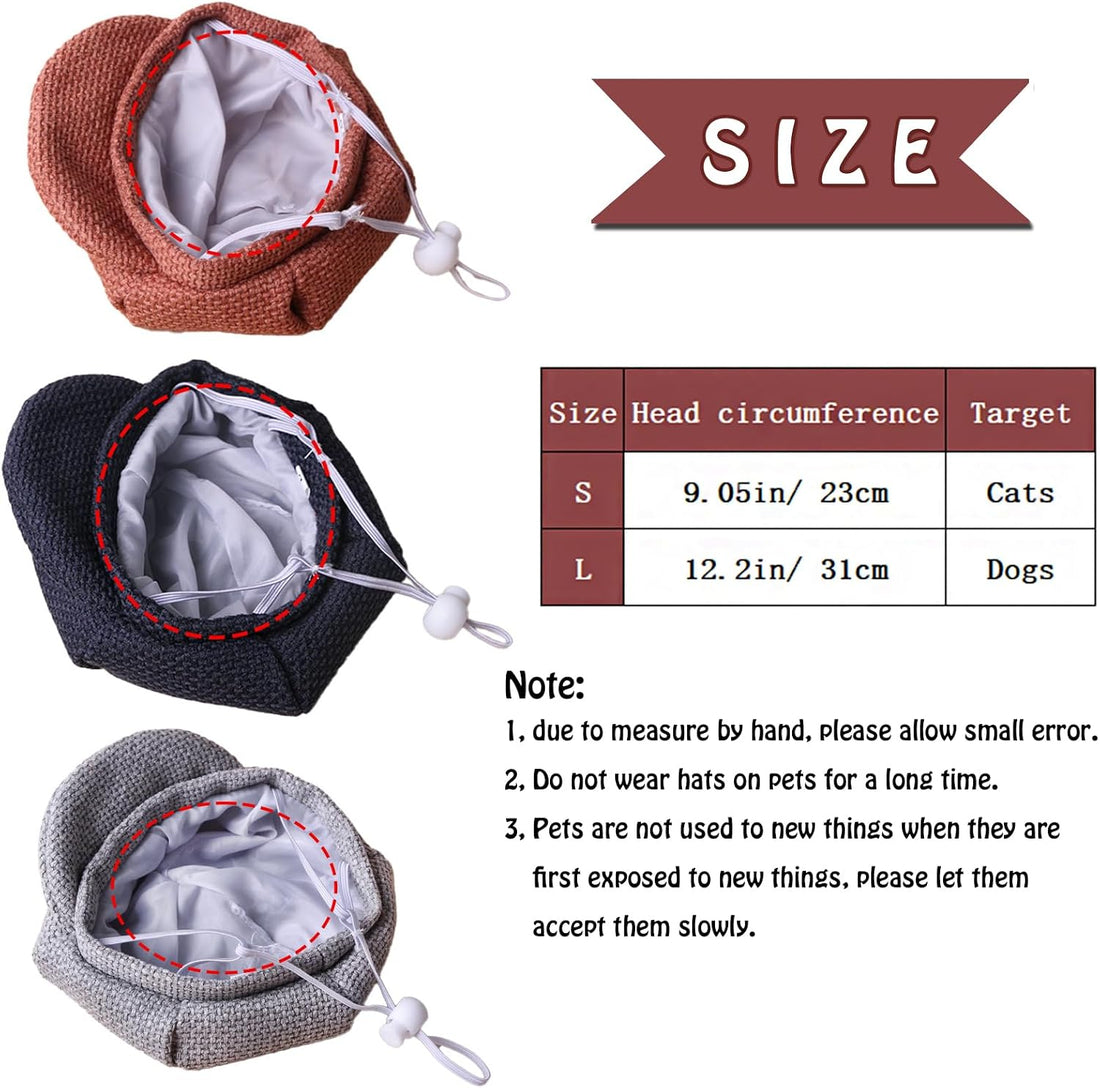 SEIS 3 Pcs Dog Berets Fashion Pet Hat French Artist Cat Cap Baseball