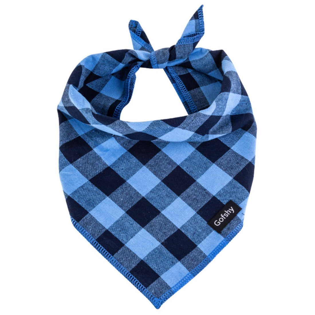 Gofshy Boy Dog Bandana Large- Blue Black Dog Scarf Buffalo Plaid