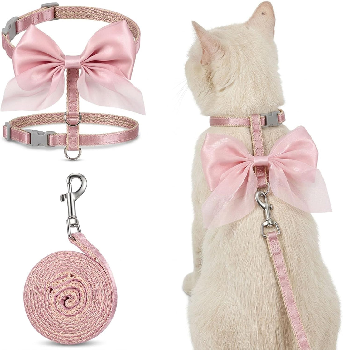 Cat Leash and Harness Set 13.39x49.21in Escape Proof Bunny Leash