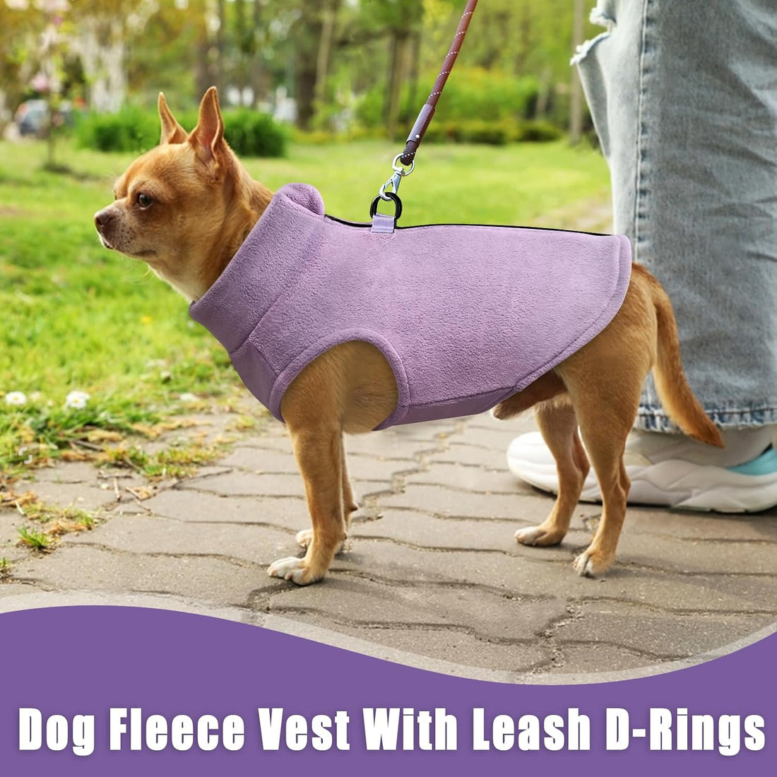 Idepet Dog Fleece Vest Sweater Zip Up Warm Pullover Dogs Jacket