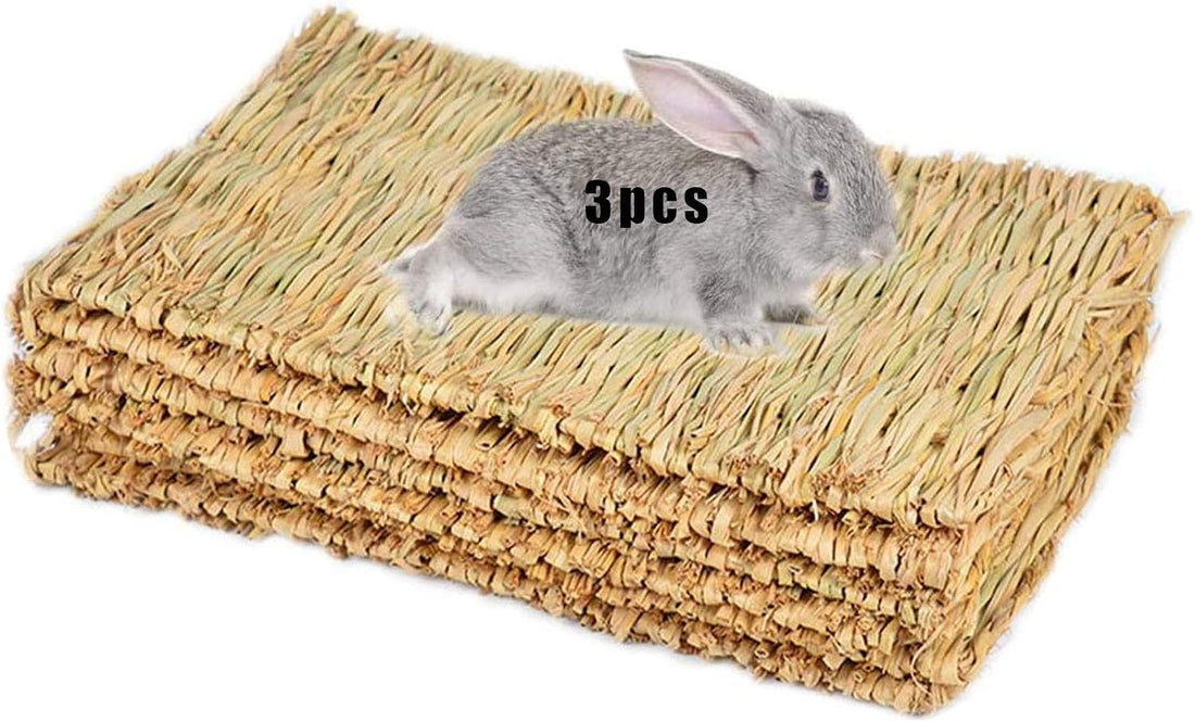 Hamiledyi Grass Mat Woven Bed Mat for Small Animal Bunny Bedding