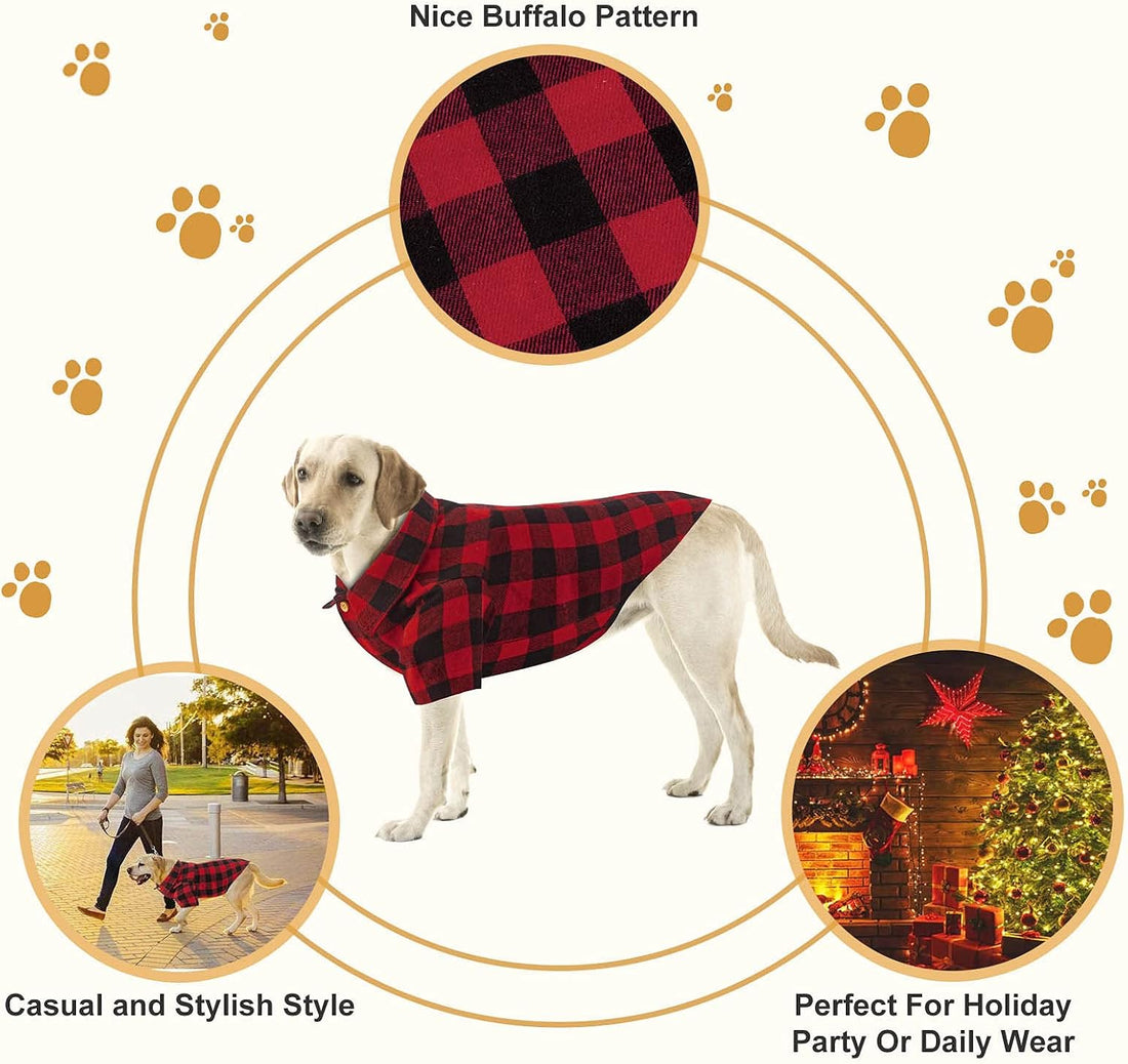 Plaid Dog Shirt Red Buffalo Dog Outfit Soft Casual Pet Clothes