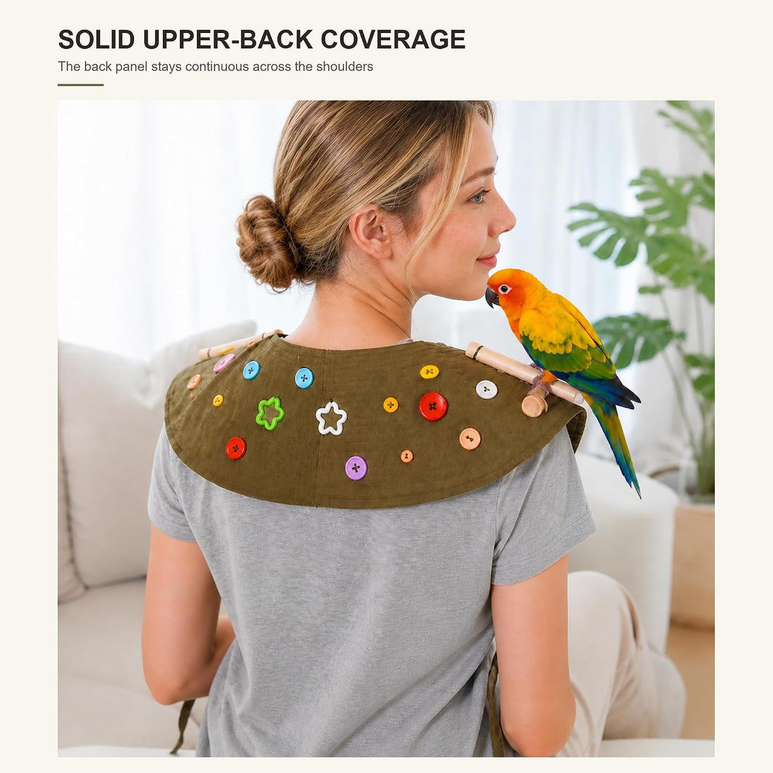 Parrot Shoulder Cape with Two Pine Perches for Bird Training