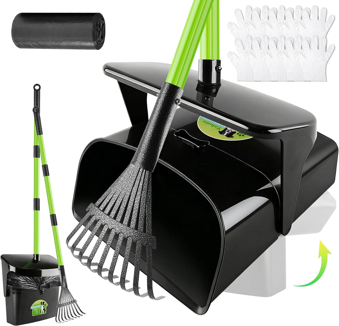 Pooper Scooper Swivel Bin & Rake with 50 Waste Bags