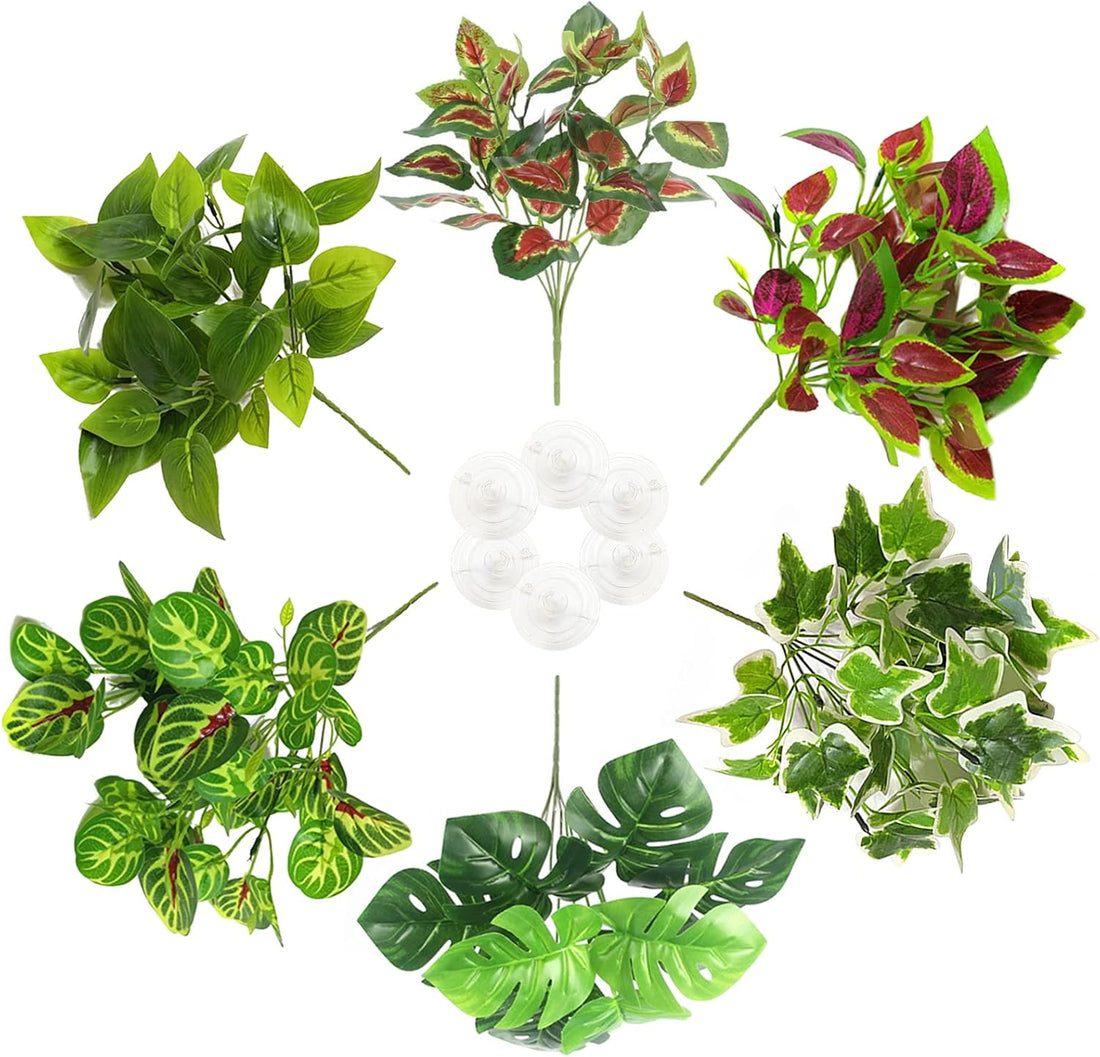 PINVNBY Reptile Terrarium Plants Hanging Artificial Lizards Habitat