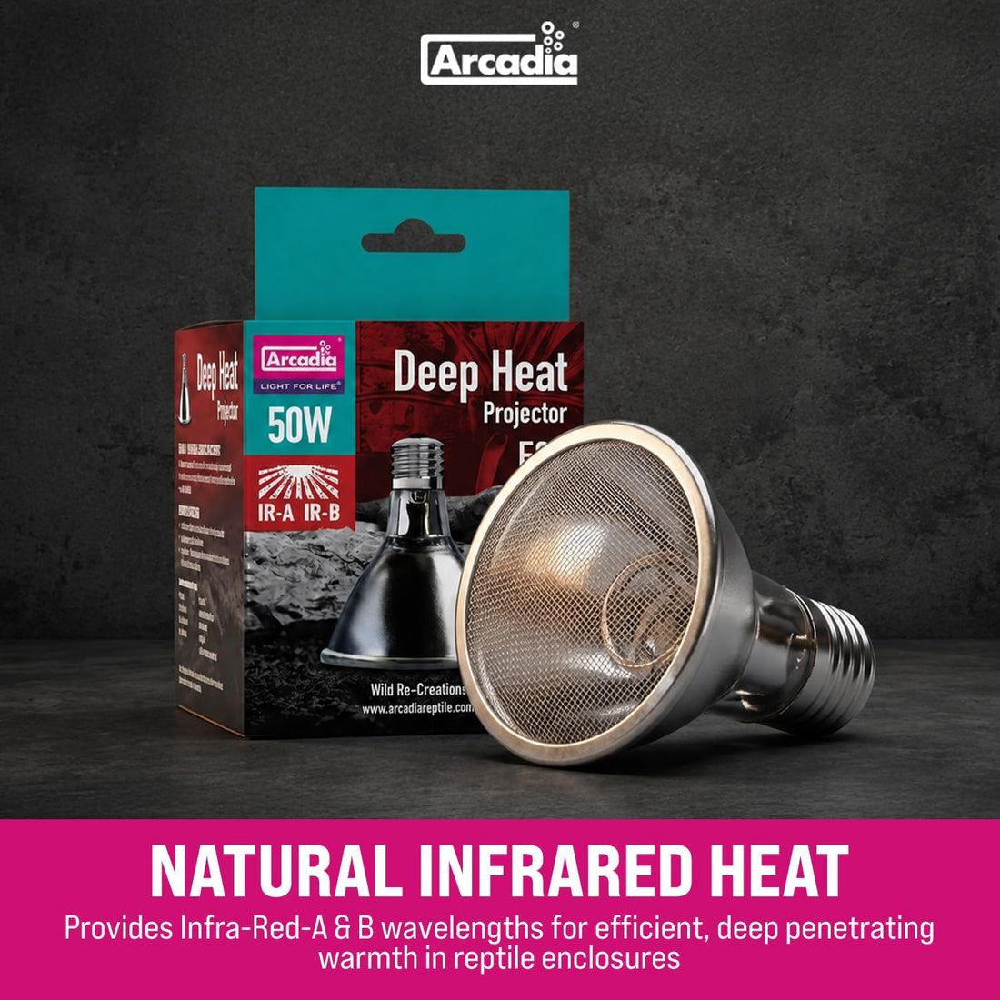 Arcadia Deep Heat Emitter 50watt for Reptile Enclosures