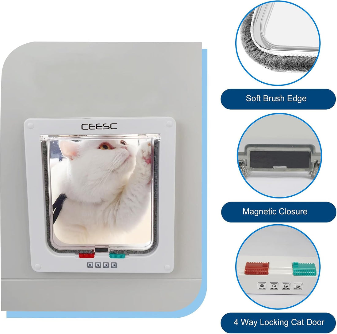 CEESC Medium Cat Door for Pets up to 15.43 lbs, Weatherproof