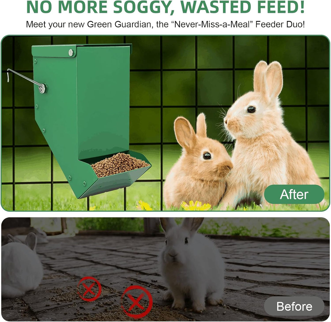 2 Packs Hay Feeder Rabbit, Metal Small Animal Feeder with Lid & Mesh
