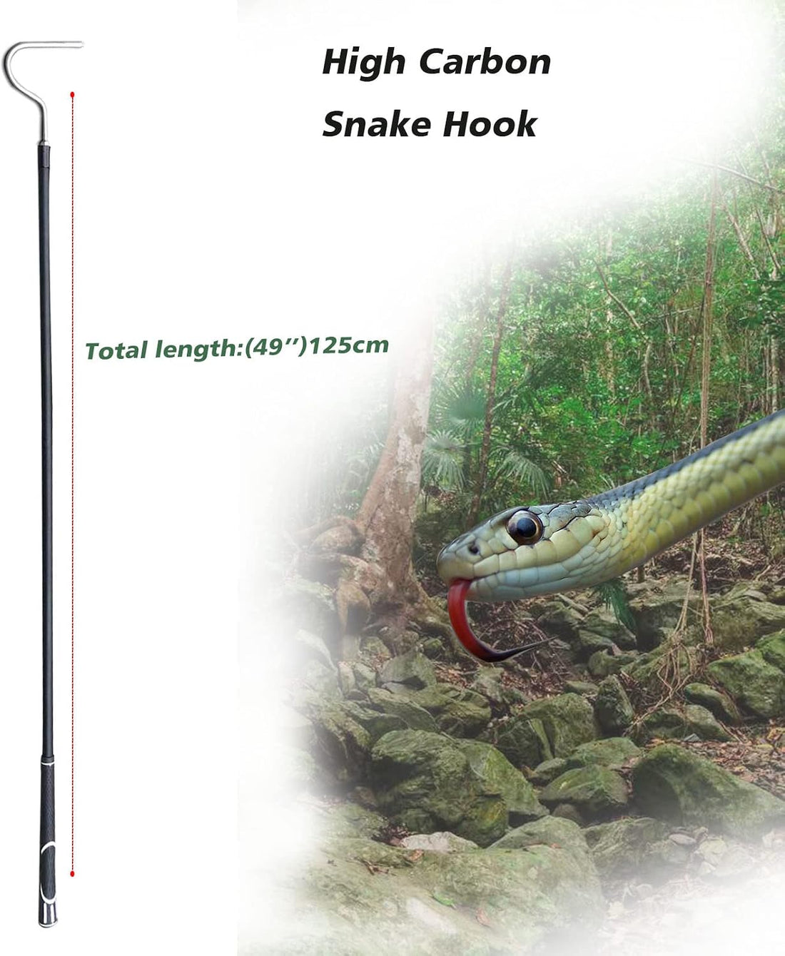 High-Carbon Snake Hook Reptile Stick Tongs Grabber Pick-up Handling