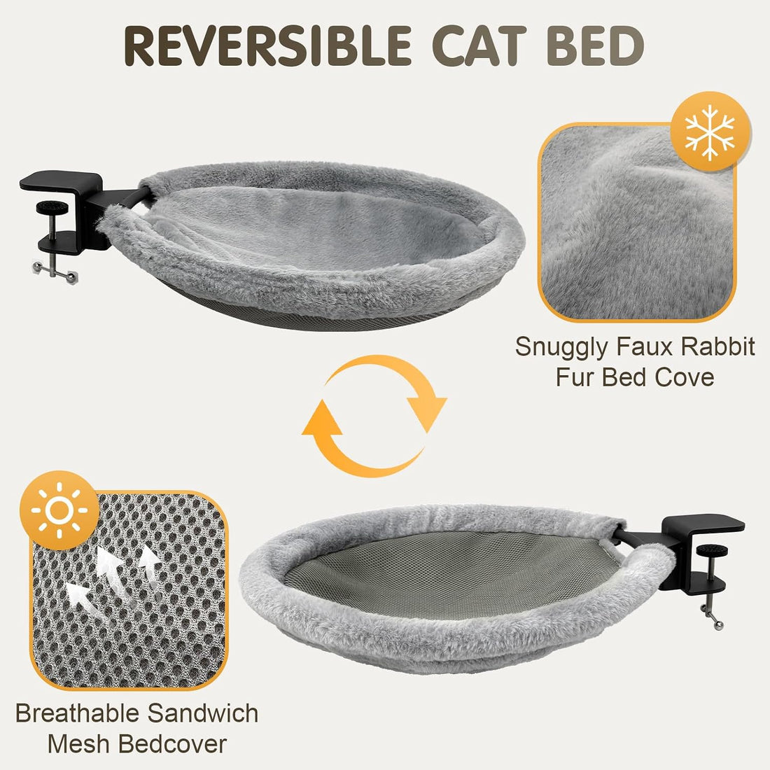 17.3" Extra Large Cat Desk Bed Cat Desk Hammock for Home Office Holds