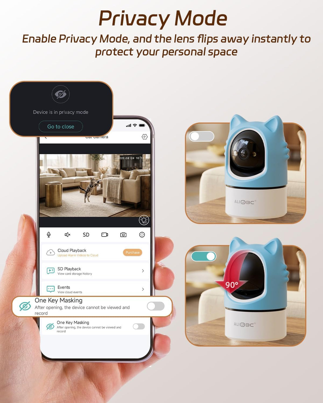 ALIOBC Pet Camera with Phone App Laser Toy 2K Cat Camera no