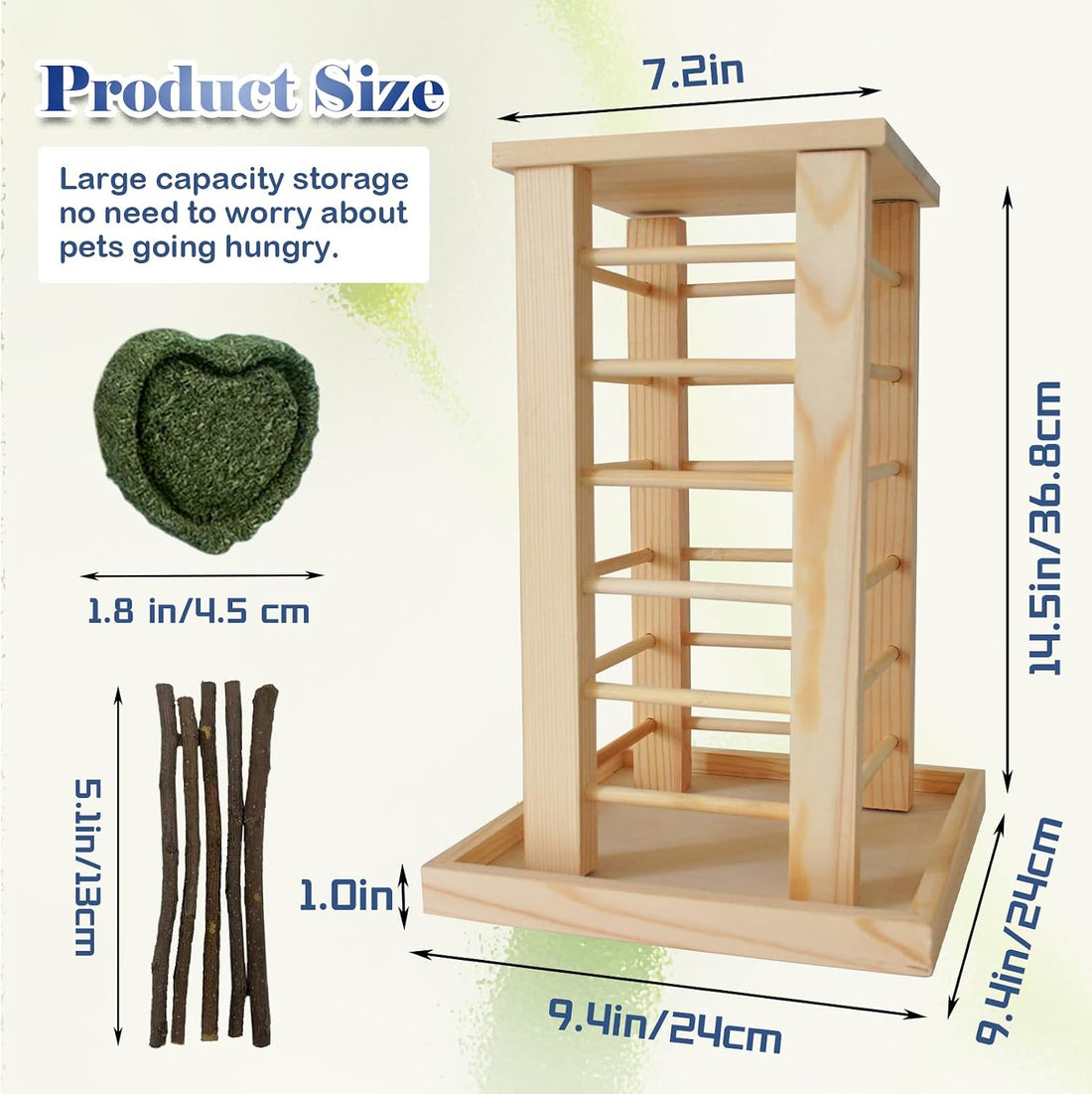 kathson Rabbit Wooden Hay Feeder,Wooden Rabbit Hay Rack Less Wasted