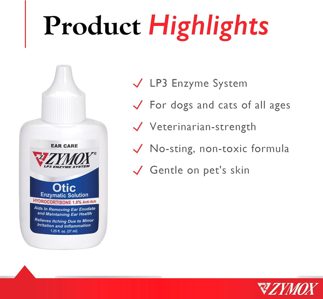 Zymox Otic Enzymatic Solution for Dogs and Cats to Soothe Ear