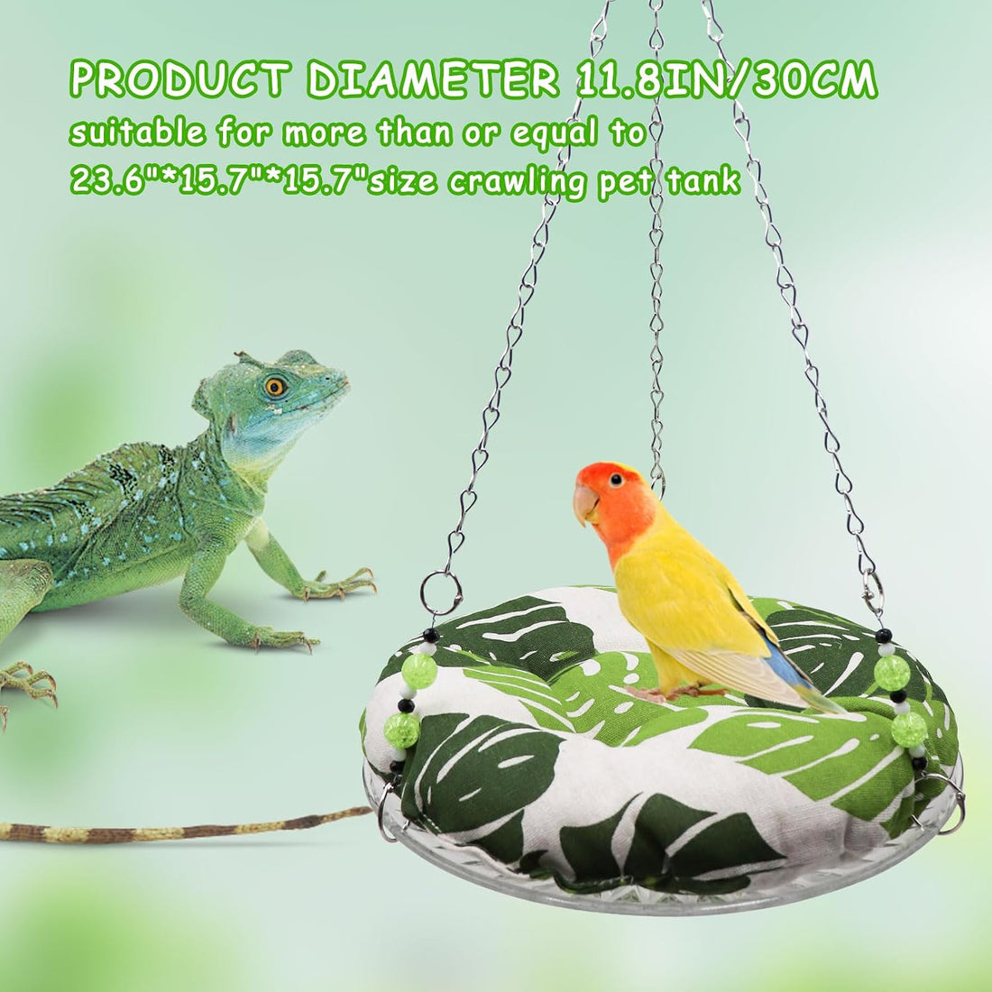 11.8in Reptile Bed，Reptile Hammock Swing Hanging Bed, Lizard Swing Toy