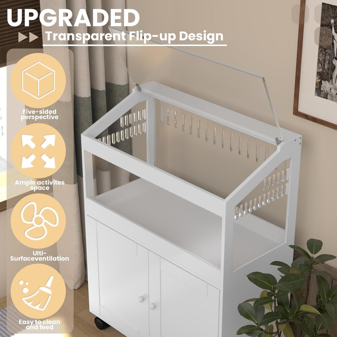 Hamster Cage with Storage Cabinet – Acrylic Panels for 360° Viewing