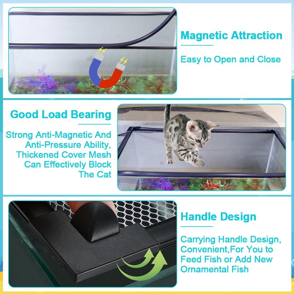 Magnetic Aquarium Cover Lid, DIY Fish Tank lid Anti-Jumping net Cover