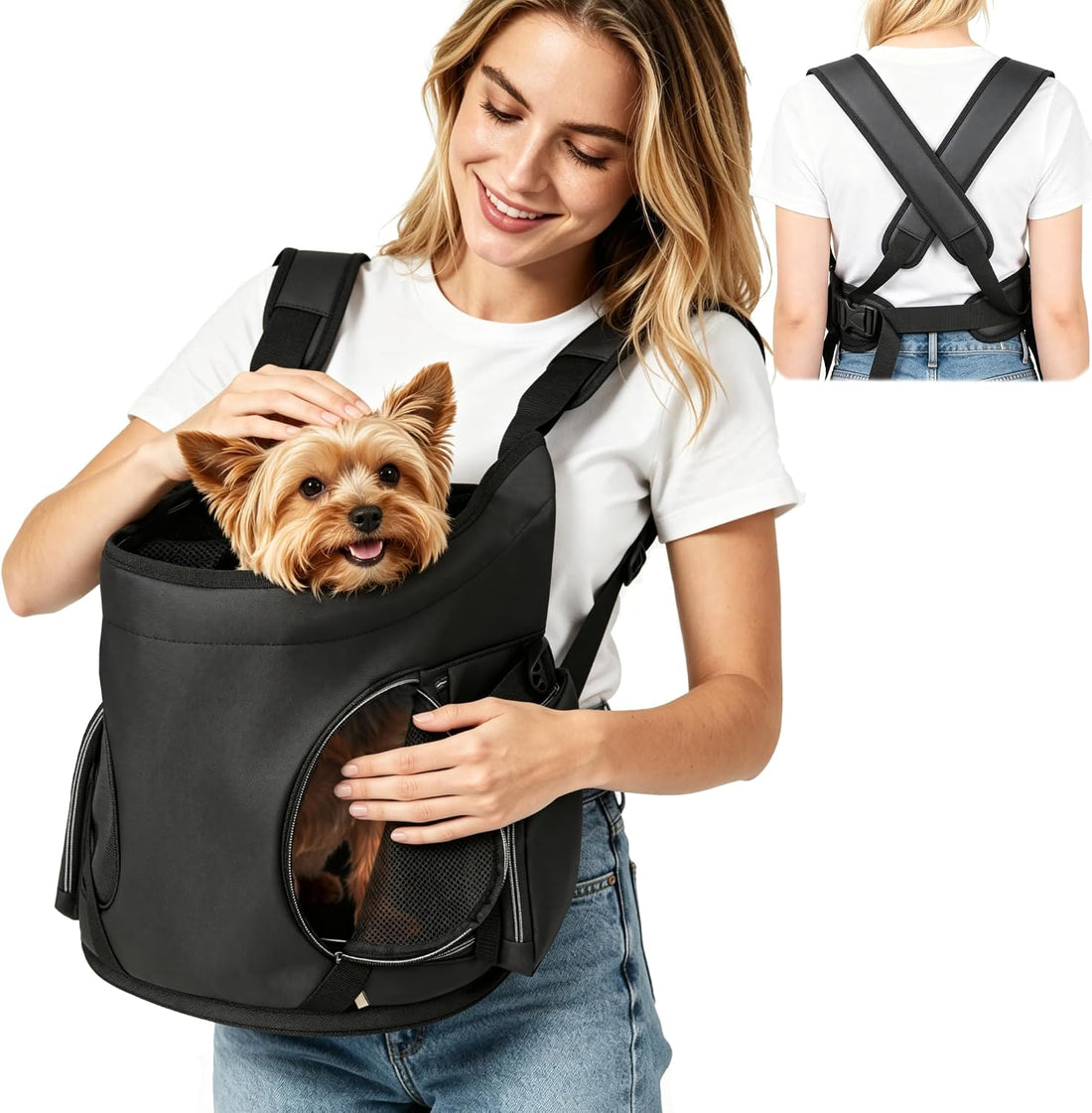 YUDODO 7-15 lbs Dog Front Carrier Backpack, Pet Front Facing Carrier