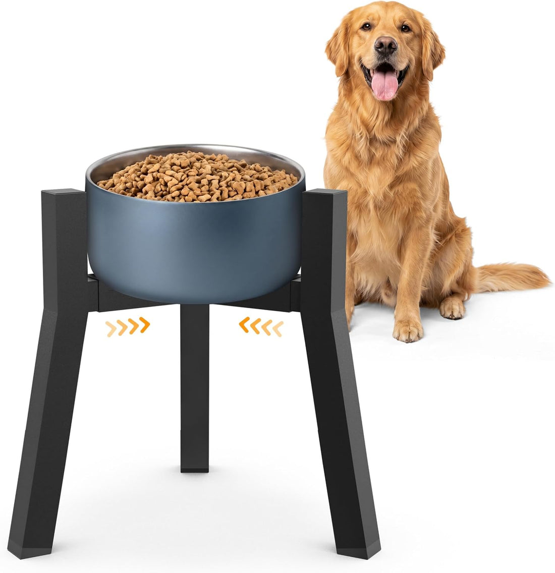 Adjustable Single Elevated Dog Bowl Stand, Lifted Holder No Bowls