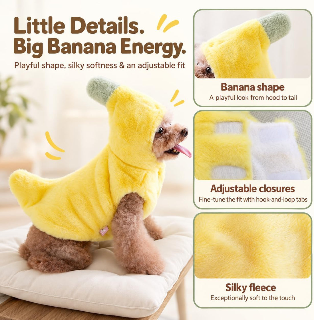 Dog Banana Coat, Jackets Costume for Small Dogs Halloween