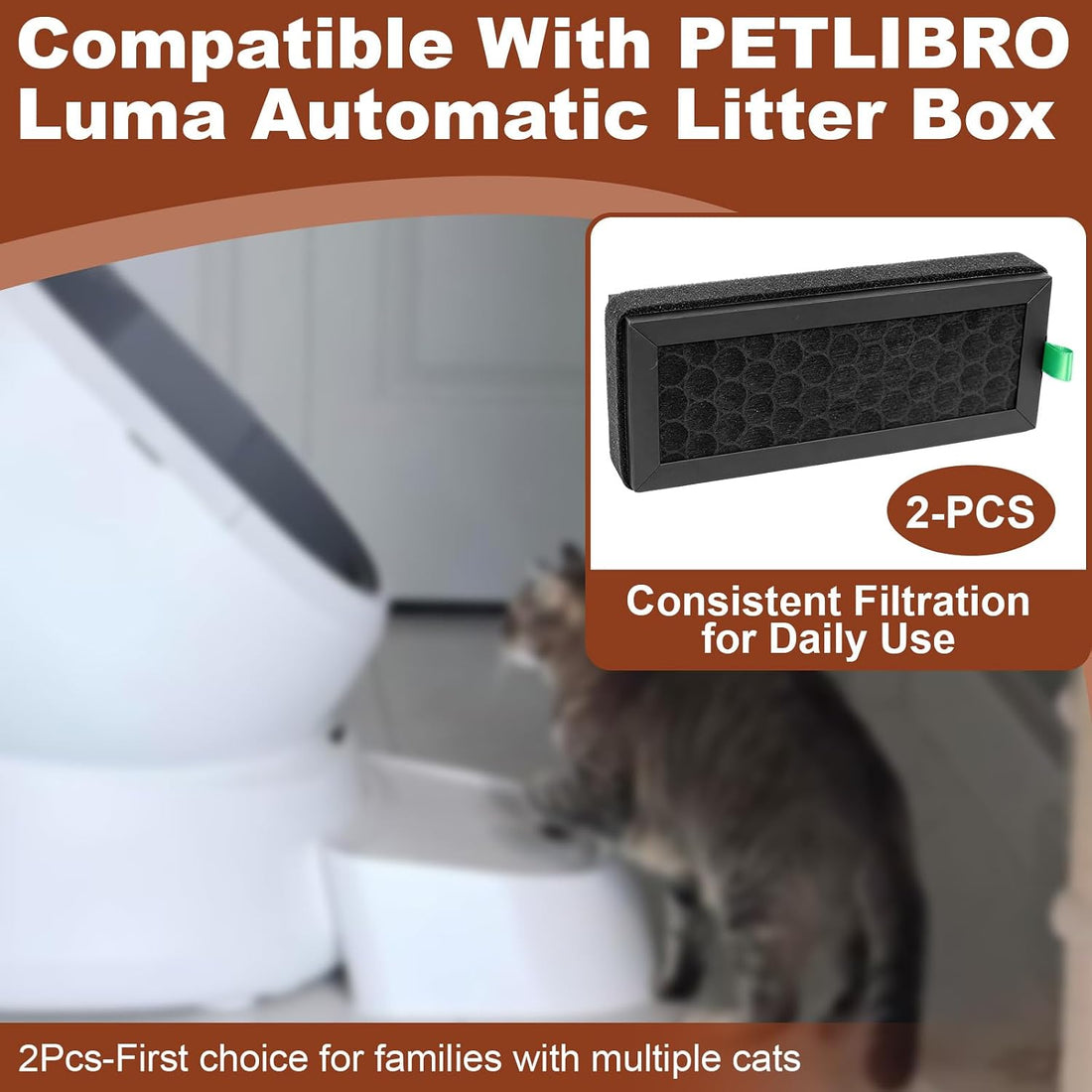 2Pcs Carbon Filters Compatible with Petbibro Luma Pet Self Clean