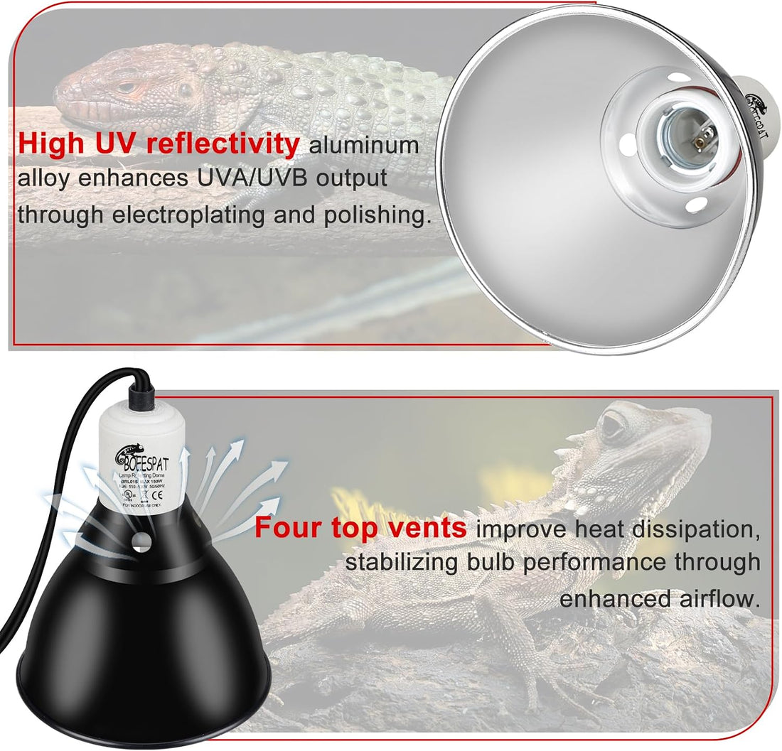 Reptile Lamp Bulb Fixture 5.5 Inch Deep Dome with Switch