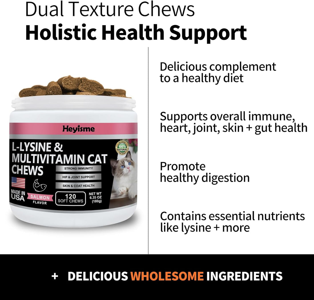 Lysine Supplement for Cats, Cat Treats for Sneezing and Runny Nose