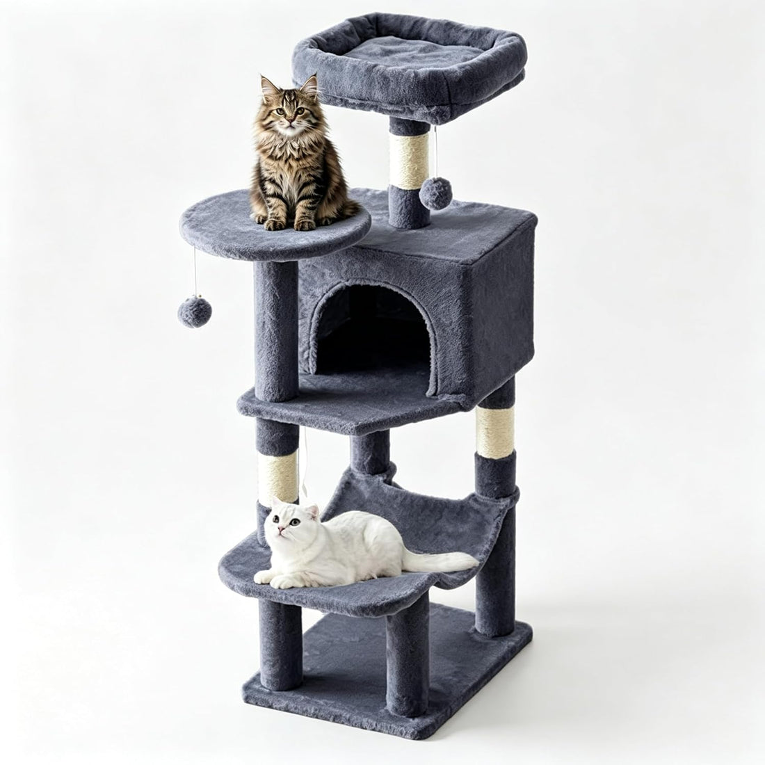 54 Inch Cat Tree Tower with Sisal Scratching Posts, Multi-Level