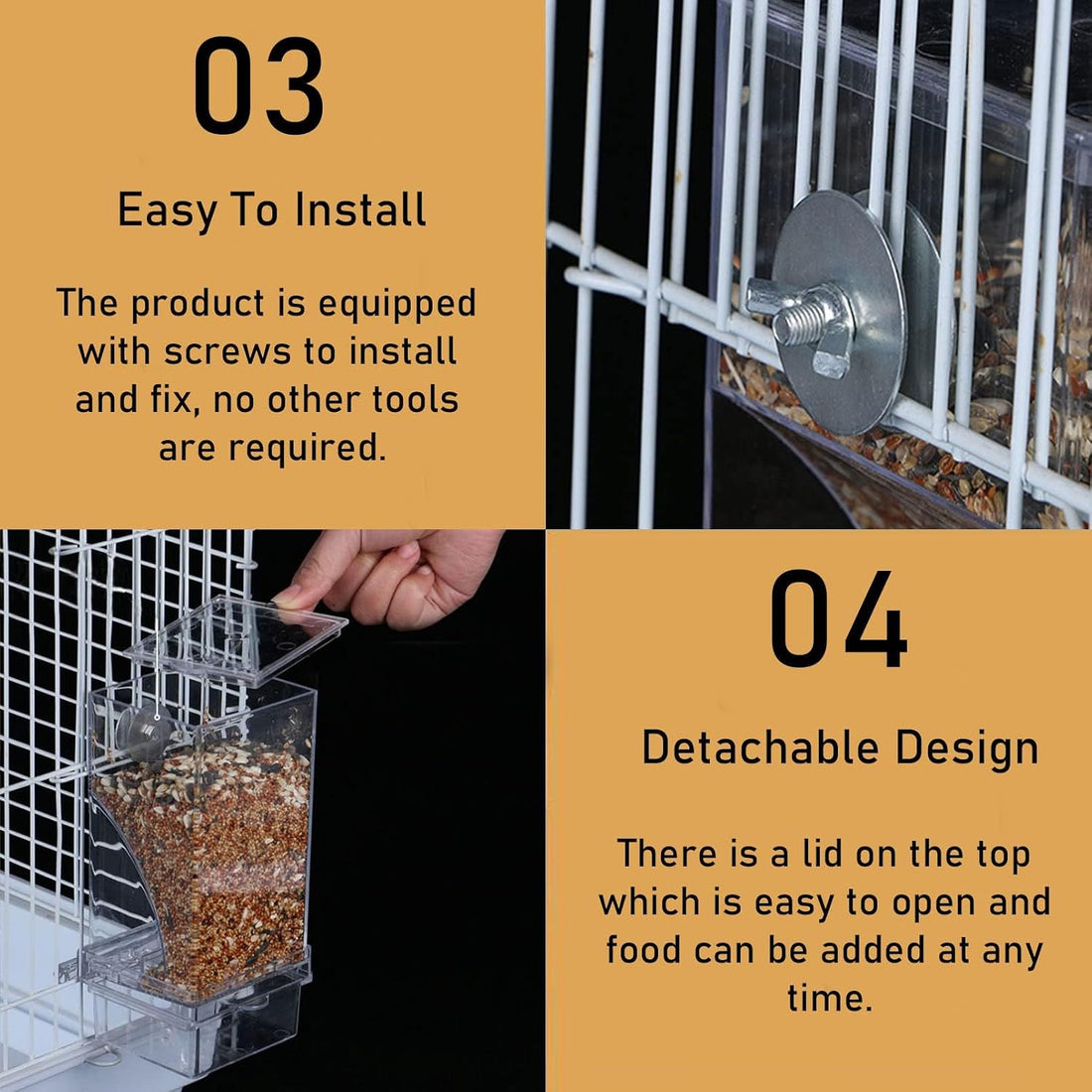 No Mess Bird Feeder for Cage Automatic Small Bird Food Container
