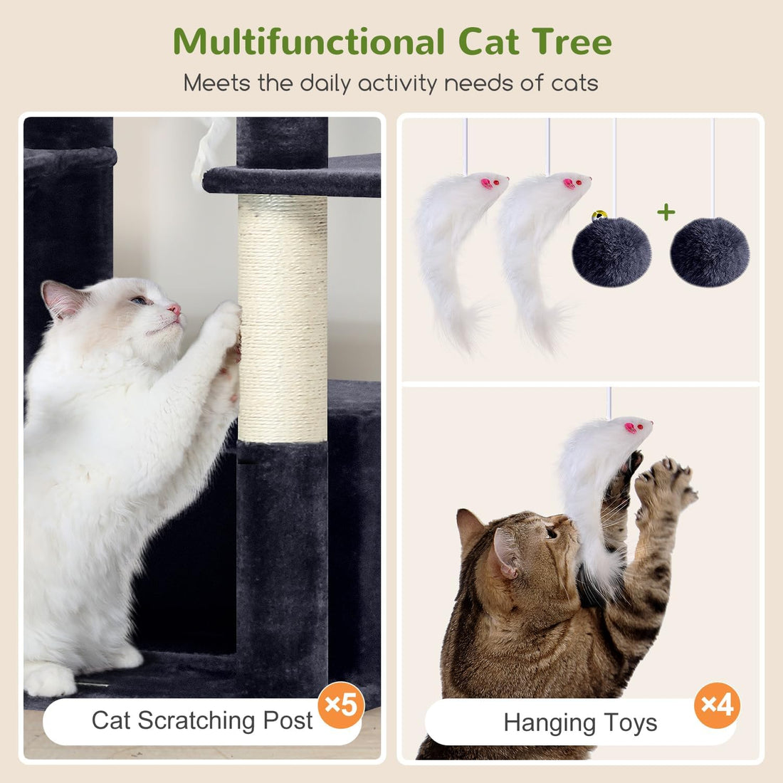 Globlazer Large Cat Tree, 80in Tall Climbing Tower, F80F