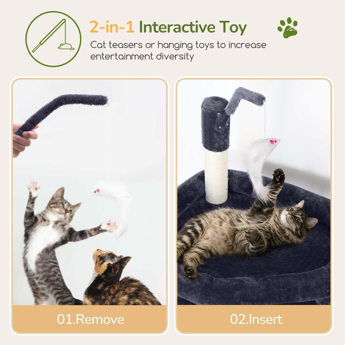 Globlazer Cat Tree for Large Adult Cats, Heavy Duty Indoor Cat Tower