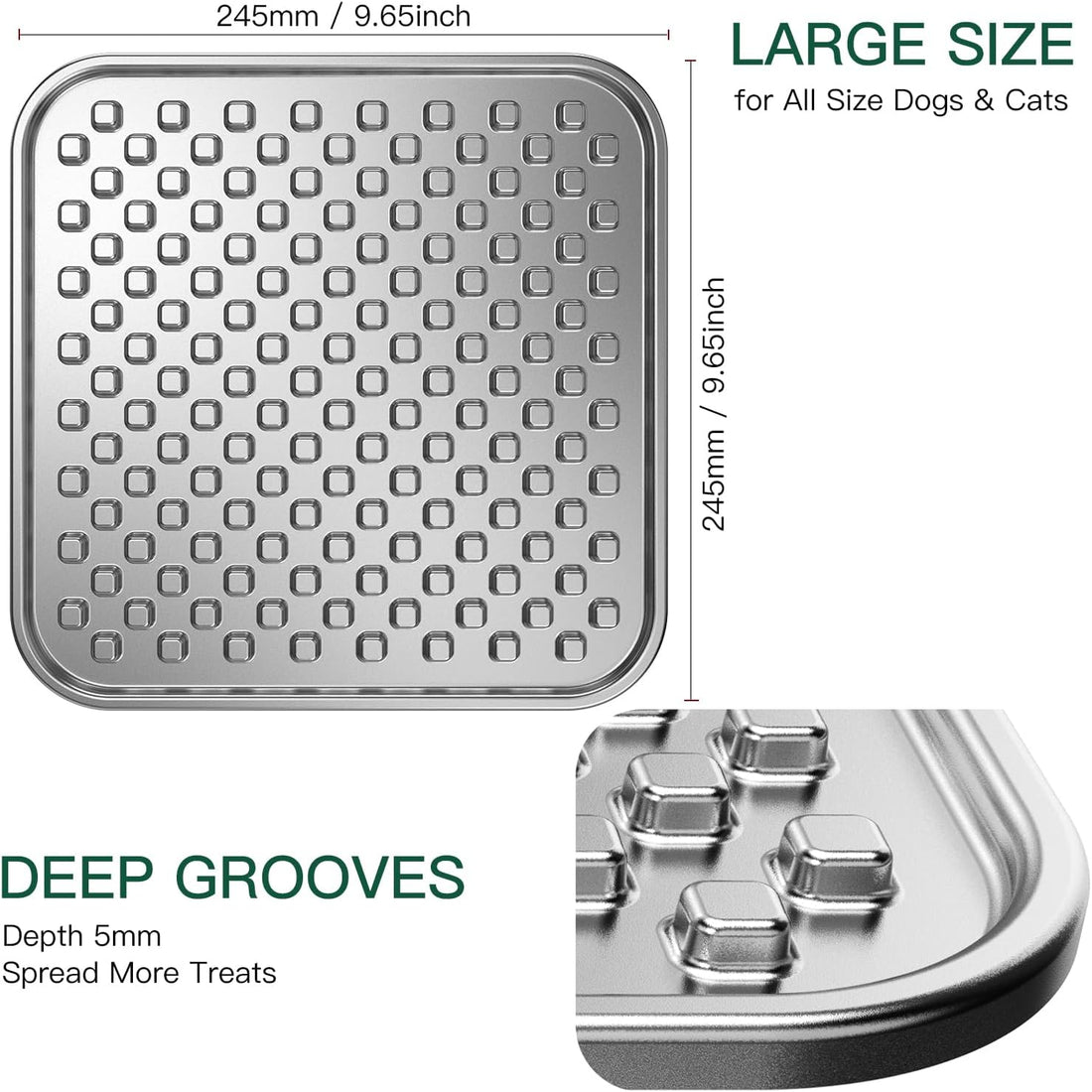 Lick Mat for Dogs & Cats, Double-Wall Stainless Steel