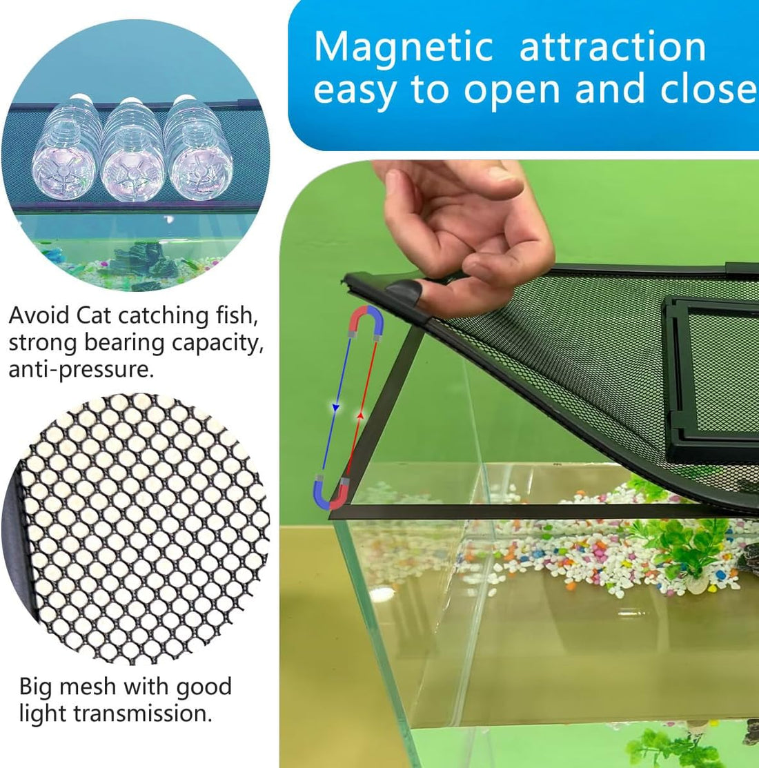 Magnetic Fish Tank lid Cover Keep Fish from Jumping Out