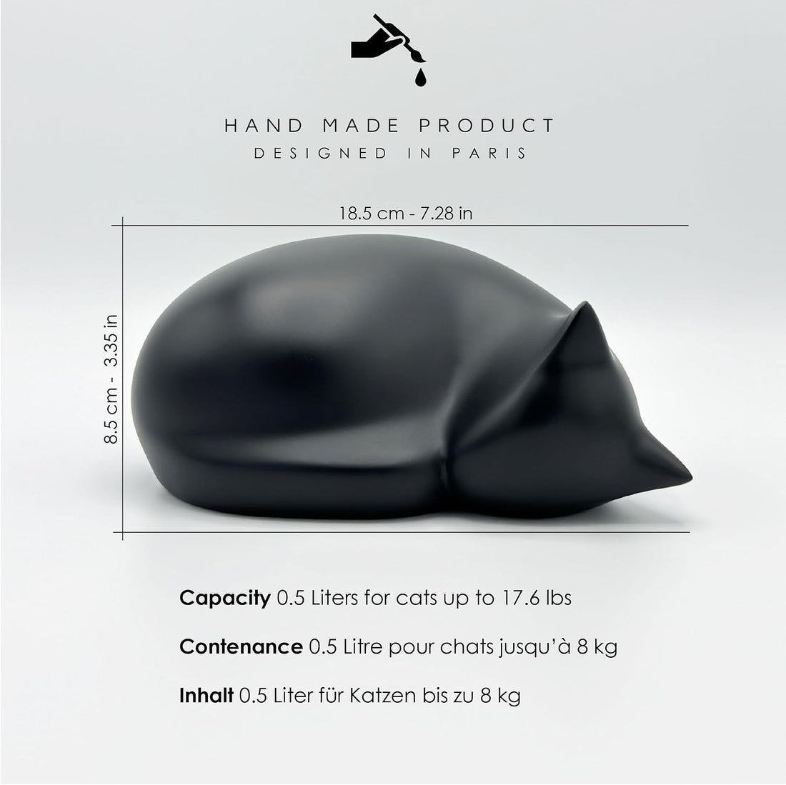 Comemori Sleeping cat Funeral urn, Black