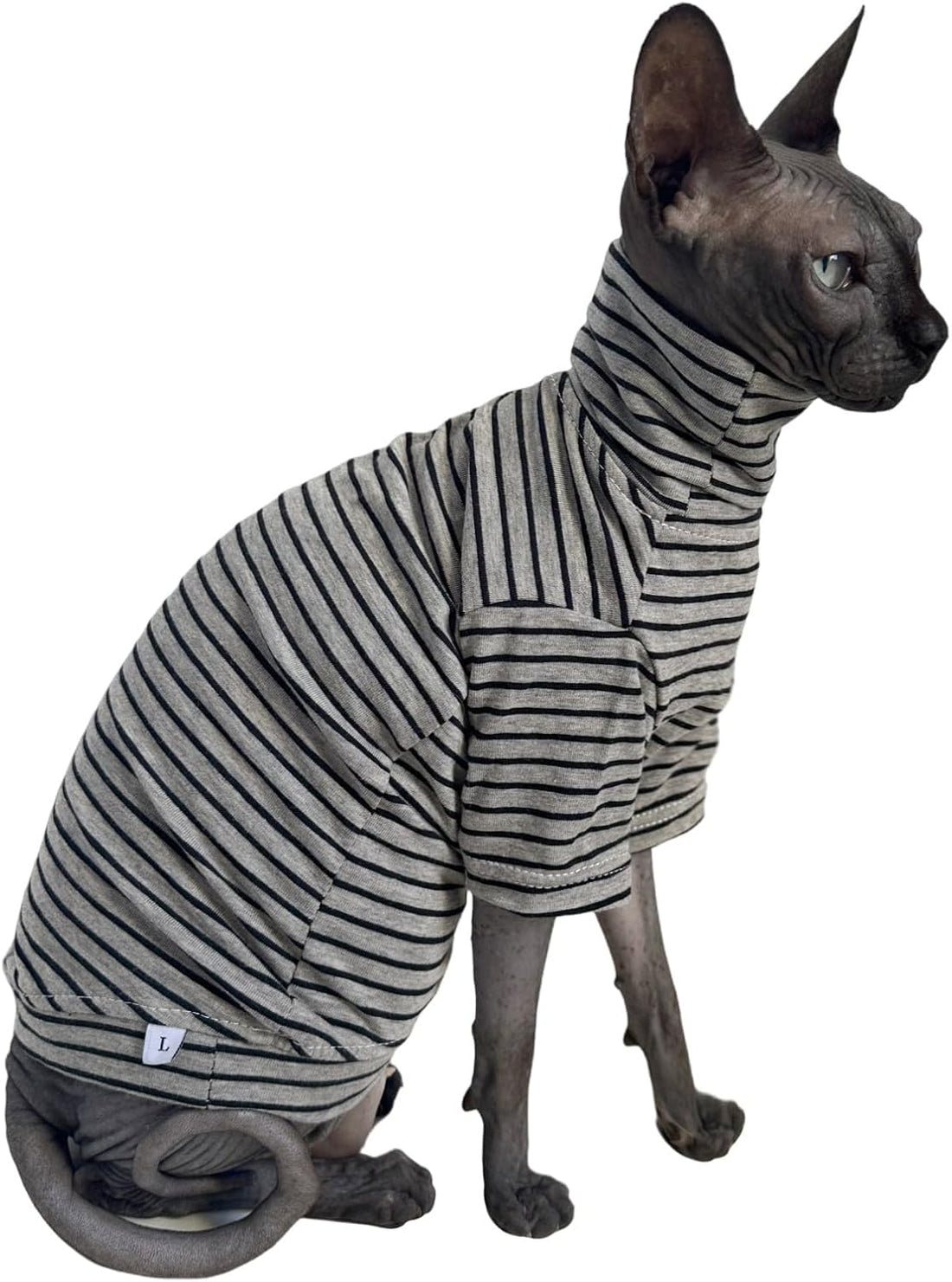 Vintage Stripes Sphynx Hairless Cats Shirt Cotton Cat Turtleneck Pet