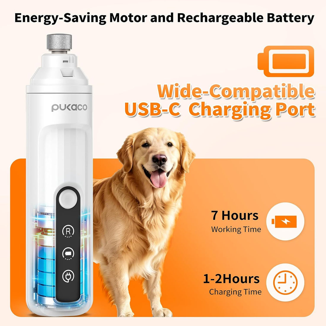 Dog Nail Grinder Quiet with LED Light Electric Cat Nail Trimmer