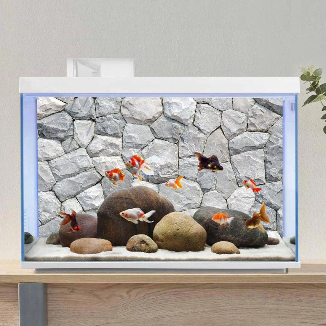 48x24 inches White Stone Aquarium Backdrop Rocky Fish Tank Background