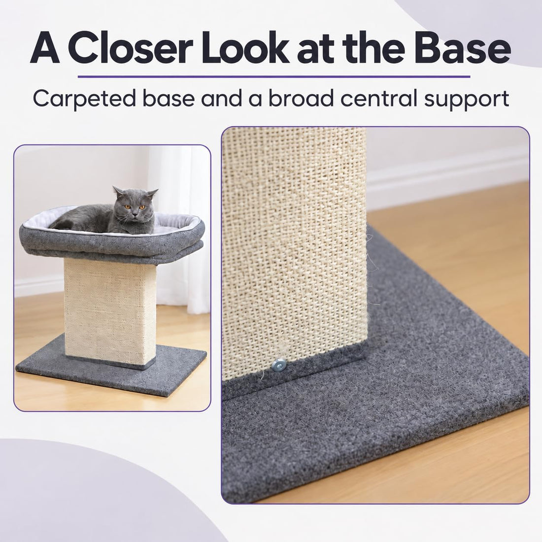 Catry Cat Perch with Washable Replaceable Bed & Wide Sisal Scratching