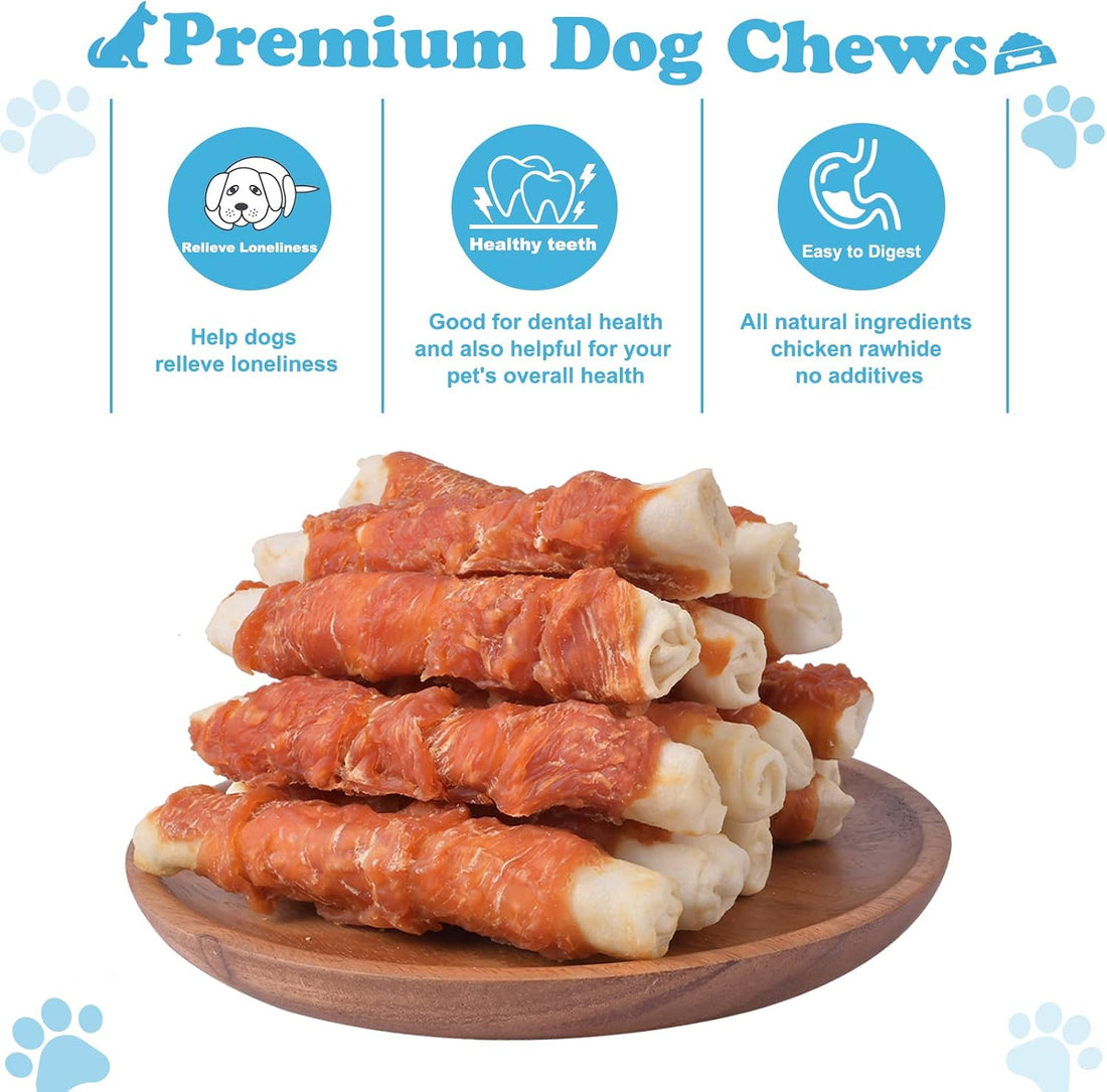 Dog Treats Chicken Wrapped Rawhide Rolls Healthy Dog Chews Long