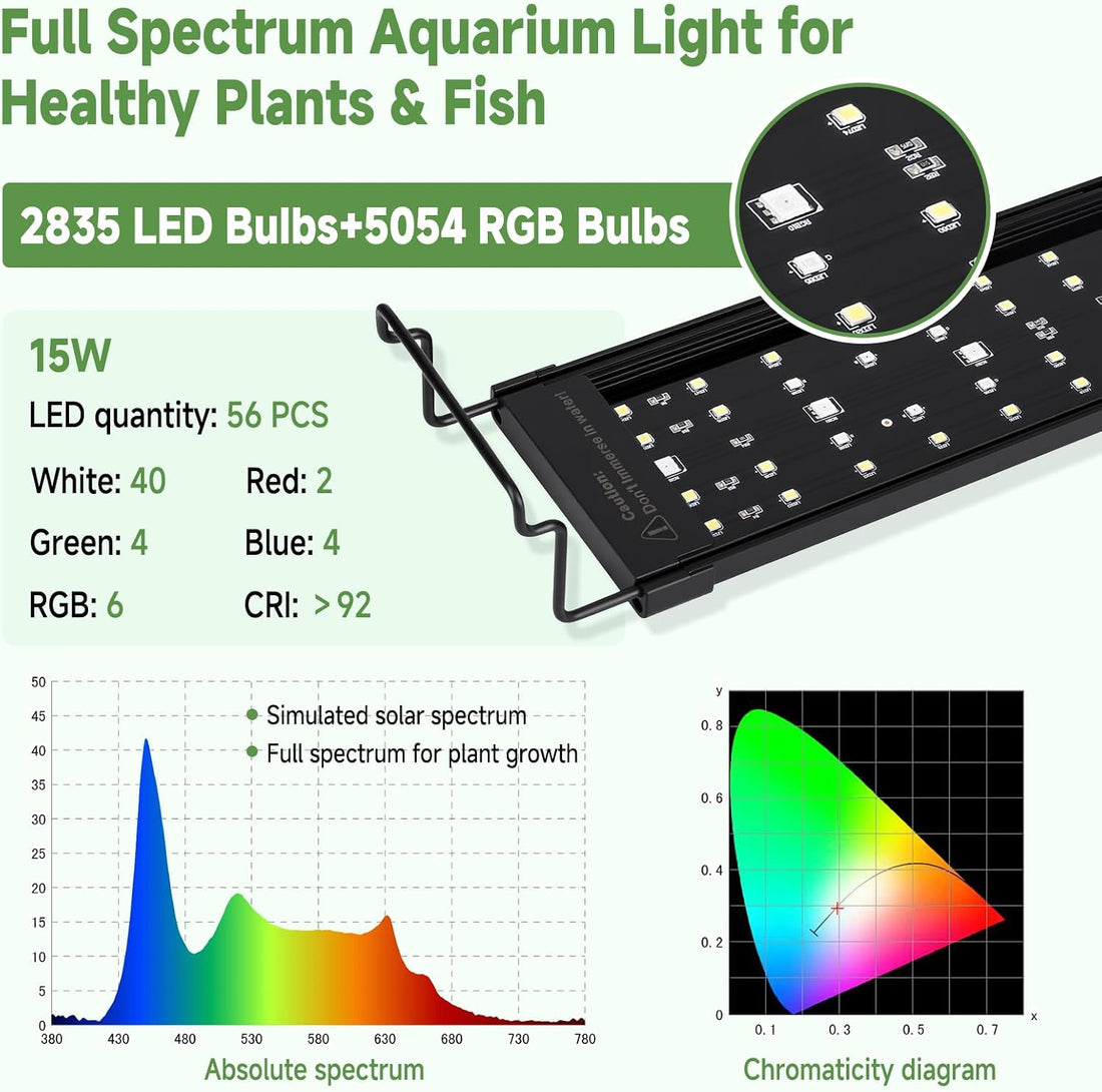 hygger LED Aquarium Light, 15W Full Spectrum Plant Lamp with Timer