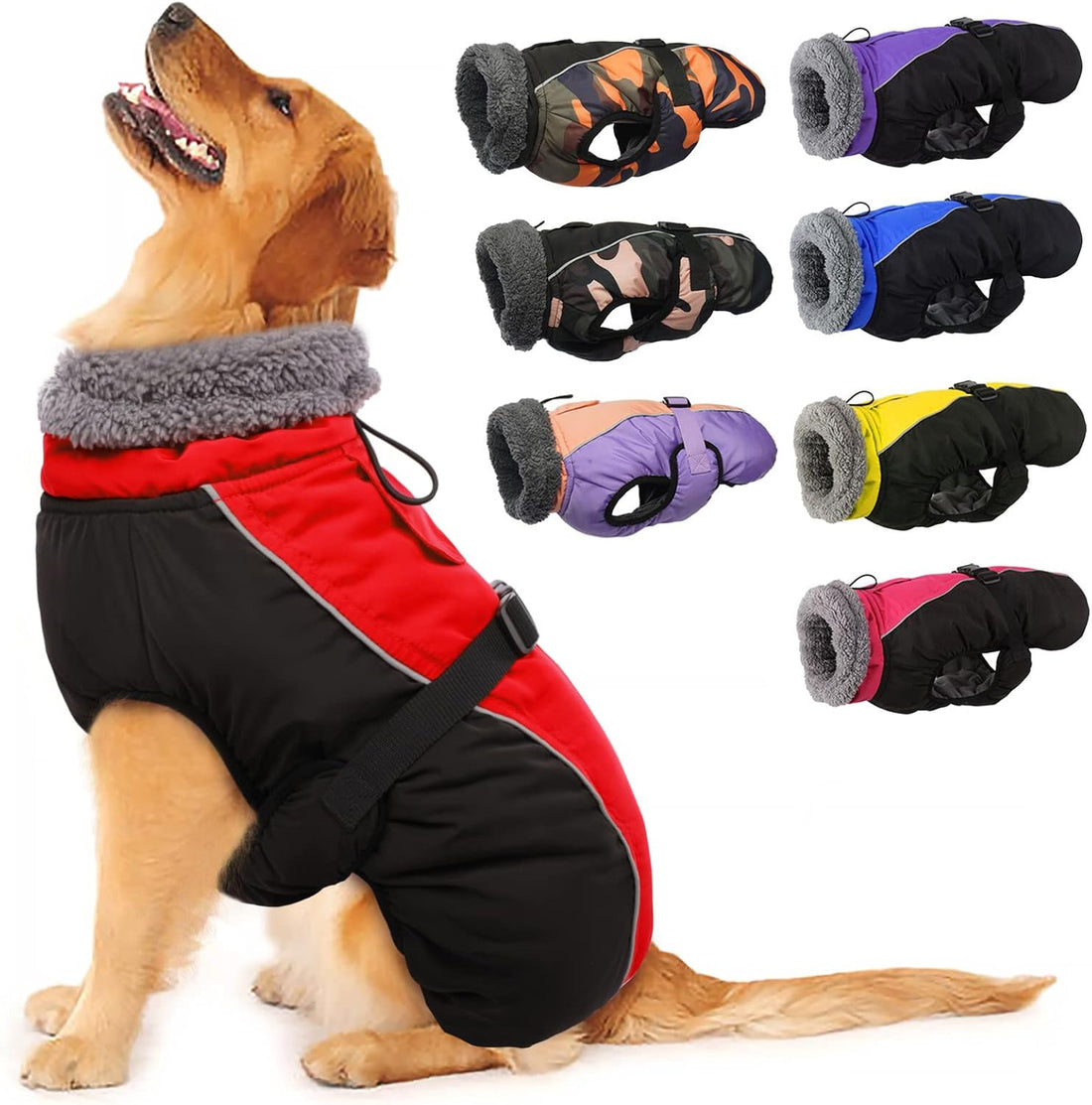 IECOii Extra Warm Dog Coat - Reflective Adjustable Jacket With Buckle