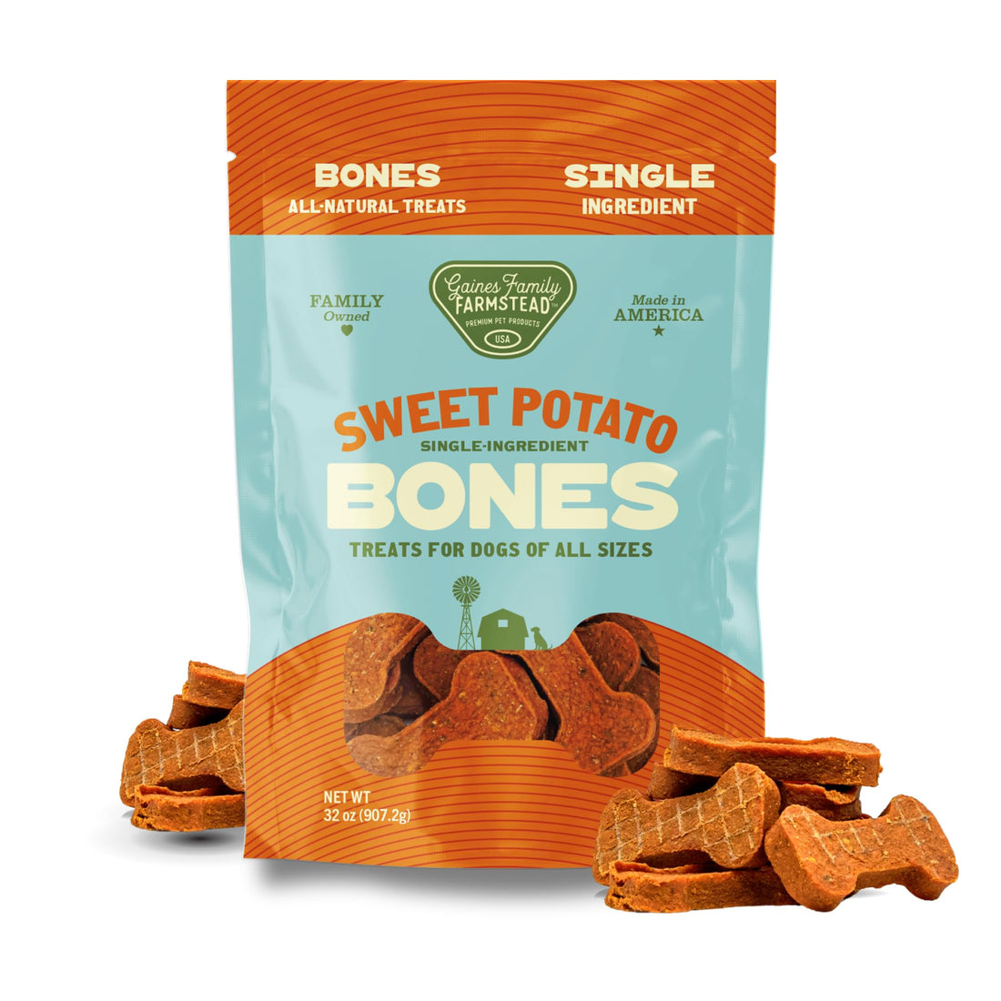 Gaines Family Farmstead Sweet Potato Dog Bones – 32 oz Bag