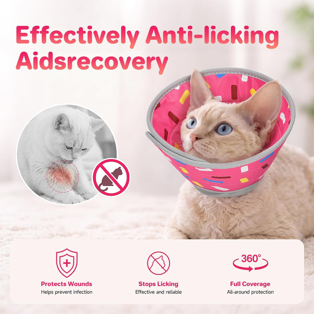 Supet Cat Cone to Stop Licking After Surgery Cat Recovery Collar