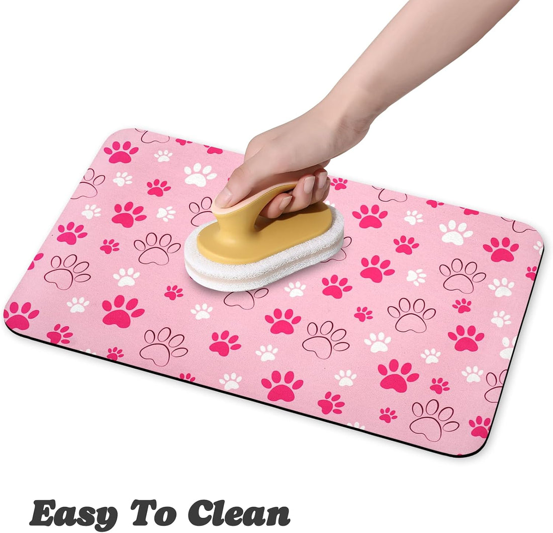 Dog Food Mat, Absorbent Water Bowl Mats Cat Pet Feeding Placemats